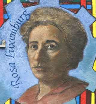 Rosa Luxemburg in mural by Susan Greene